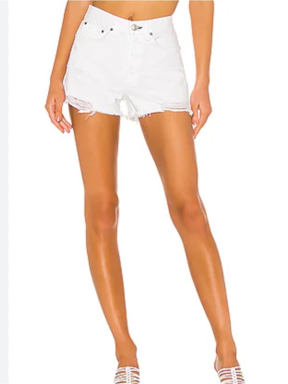 NWT Rag and Bone Women's Maya high rise tabby White Distressed Denim Shorts 31